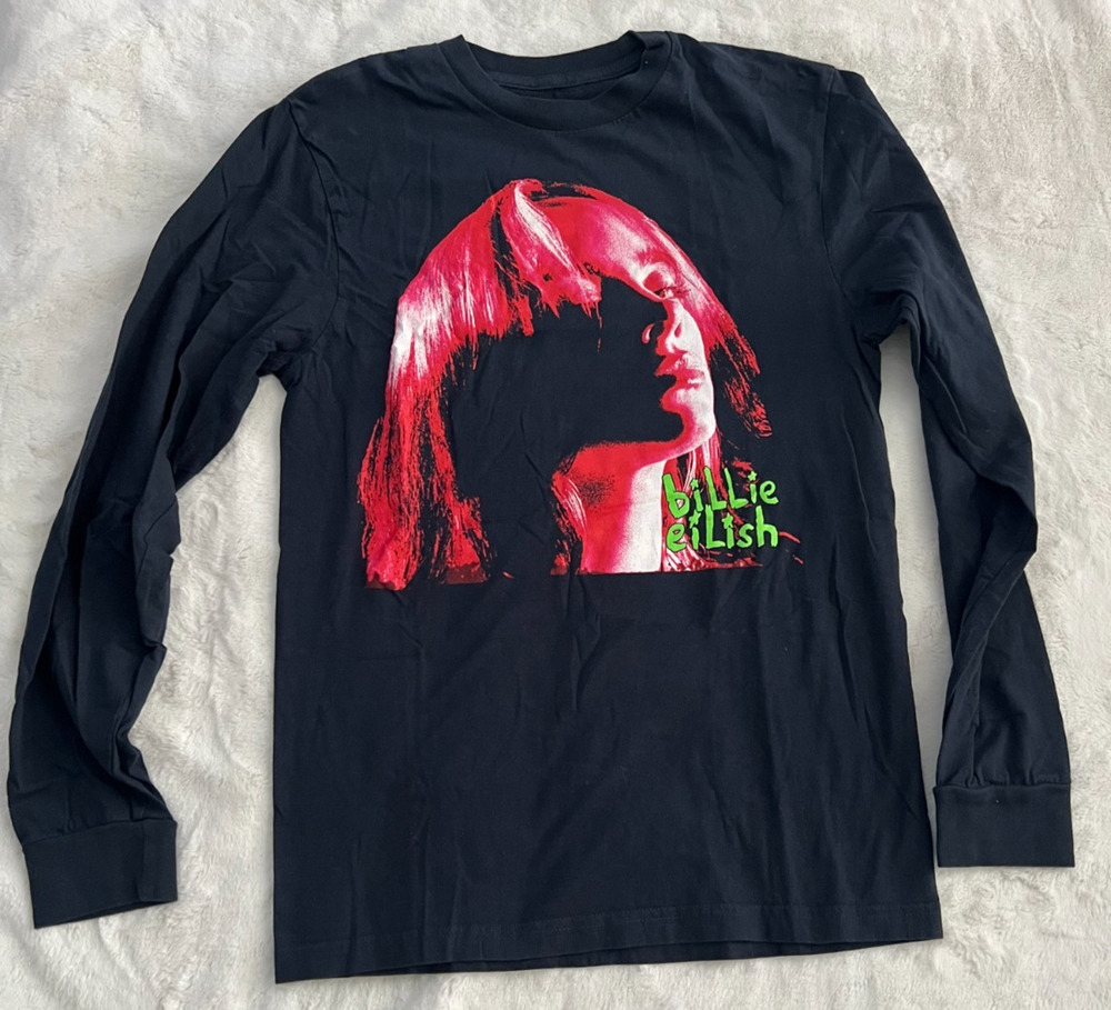 Billie Eilish Adult Size Small Black Long Sleeve Graphic T Shirt Pop Music Tee